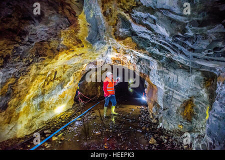 Scotgold chief executive Richard Grey raffigurato nelle risorse Scotgold Cononish miniera vicino a Tyndrum, Scozia Foto Stock