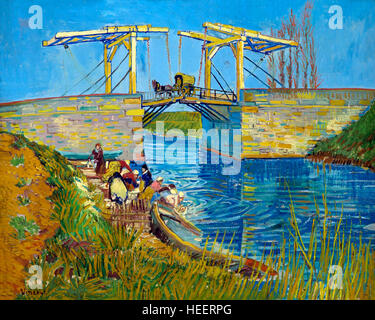 Ponte di Arles, Pont de Langlois di Vincent van Gogh, 1888, Kroller-Muller Museum, Hoge Veluwe National Park, Otterlo, Paesi Bassi, Europa Foto Stock