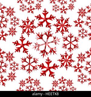 Inverno rosso a basso poli seamless pattern, il simbolo del fiocco di neve lo sfondo ideale per natale e capodanno o le vacanze. EPS10 vettore. Illustrazione Vettoriale