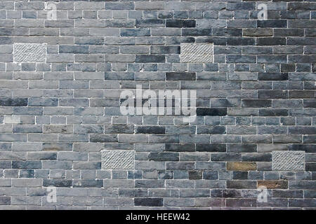 Muro di mattoni della casa tradizionale Taierzhuang antica Città, Provincia dello Shandong, Cina Foto Stock