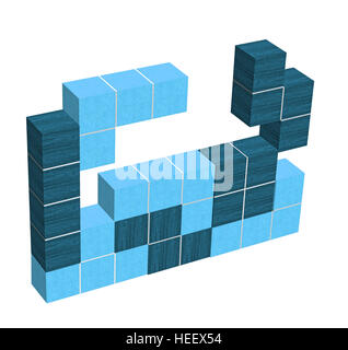 Gioco Tetris blue 3D - cubetti di forme geometriche - Gioco di puzzle Foto Stock