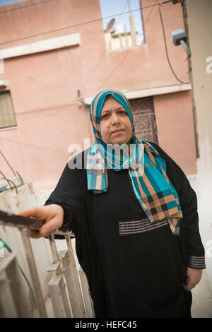 Donna di rifugiati in Zarqa, Giordania. Foto Stock