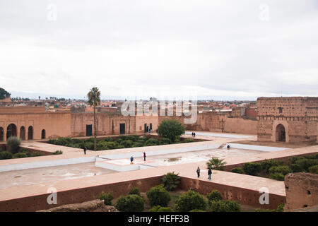 Marrakech, Marocco - Dicembre 2016: all'interno dell'antico palazzo di Bab Agnaou, una delle attrazioni principali di Marrakech in Marocco Foto Stock