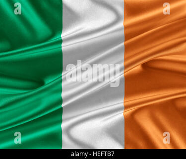 Irlanda bandiera con una lucida tessitura della seta. Foto Stock