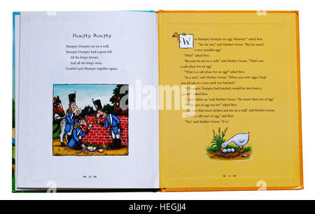 Humpty Dumpty filastrocca in un libro delle filastrocche Foto Stock