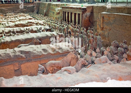 L'imperatore Qin del Esercito di Terracotta, Xi'an, Terracotta Worriers in Cina Foto Stock