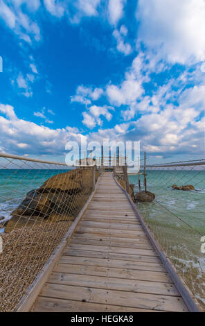 Costa trabocchi nella regione Abruzzo (Italia) Foto Stock