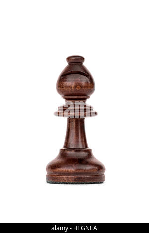 Legno di bosso alfiere nero pezzo degli scacchi isolato Foto Stock