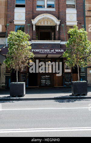 La fortuna della guerra pub, the rocks Sydney New South Wales Austalia, il più antico pub di Sydney. Foto Stock