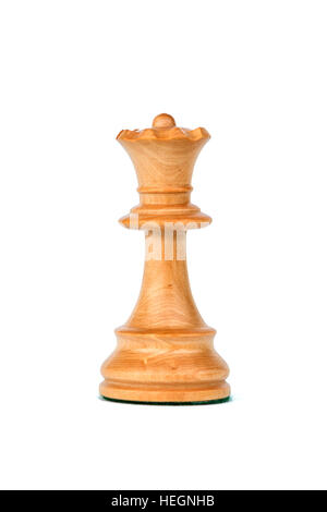 Legno di bosso regina bianca profilo pezzo degli scacchi isolato Foto Stock