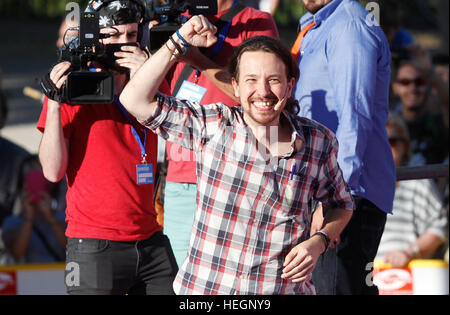 Pablo Iglesias , leader di Podemos. In politica dei rally in Palma de Mallorca, prima di Spagna 's le elezioni generali di giugno 26 . Foto Stock