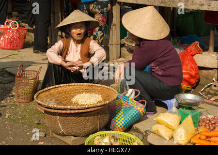 ASIA, Vietnam, Superiore Red River, Ha Tay provincia, Duong Lam, due donne al mercato Foto Stock