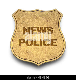 News police badge di protezione isolati su sfondo bianco. Foto Stock