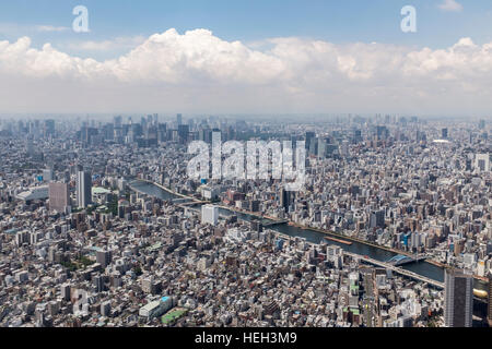 Una vista in elevazione su Tokyo dal Tokyo SkyTree. Foto Stock