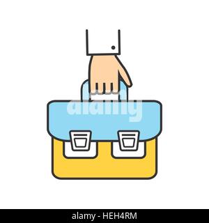 Icona di uomo di successo con una valigetta in mano. Valigetta a mano icona logo di successo. Imprenditore in borsa. Ufficio Uomo con valigetta in Illustrazione Vettoriale