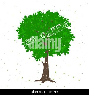 Albero verde con Silhouette preventivo positivo Illustrazione Vettoriale