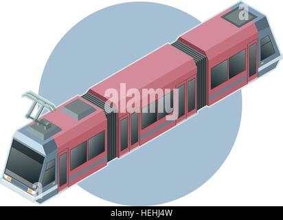 Luce isometrica treno su sfondo del cerchio Illustrazione Vettoriale