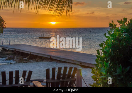 Curacao Porto Mari beach Sunset. Nel tardo pomeriggio nei Caraibi Foto Stock