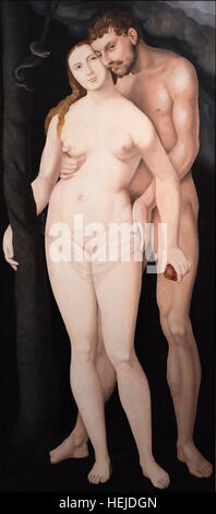 Hans Baldung Grien (1484/85-1545), Adamo ed Eva, 1531. Adán y Eva. Olio su pannello. Inv. 27 Foto Stock