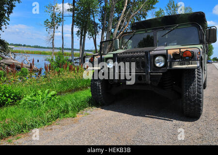 Missouri esercito Guardia Nazionale degli ufficiali di collegamento (LNOs) dalla Task Force 110 ha risposto a una chiamata di un argine al di sopra o possibile culatta sull argine L550, situato ad ovest di Phelps città vicino alla frontiera con il Nebraska. Il LNOs coordinato con le autorità locali durante l'evento. Guardie erano affissi vicino l'argine access come un pubblico precauzioni di sicurezza. La Missouri e la Guardia Nazionale continuerà ad assistere le autorità locali nel mantenere i cittadini del Missouri il più sicuro possibile finché non vengono rilasciati dalle autorità competenti e Gov. Jay Nixon. (U.S. Esercito foto di Sgt. 1. Classe Craig L. Collins, settantesimo MPAD) Miss Foto Stock