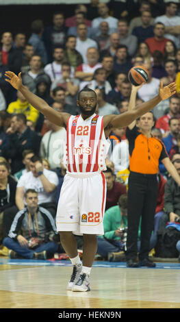 A Belgrado, in Serbia. 22 Dicembre 2016: Charles Jenkins di Crvena Zvezda Belgrado mts in azione durante il 2016/2017 Turkish Airlines Eurolega Regular Season Round 14 gioco tra Crvena Zvezda Belgrado MTS e Real Madrid Aleksandar Nikolic il 22 dicembre 2016 in Serbia, a Belgrado. © Nikola Krstic/Alamy Live News Foto Stock