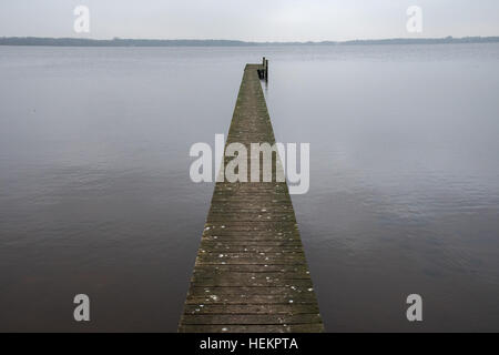 Bad Zwischenahn, Germania. 23 Dic, 2016. Grigio cielo dicembre telaio al di sopra di un piccolo molo di balneazione sul lago Zwischenahner Meer in Bad Zwischenahn, Germania, 23 dicembre 2016. Un inverno tranquillo è disceso sul lago. Foto: Ingo Wagner/dpa/Alamy Live News Foto Stock