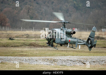 Membri del Montenegro Forze Speciali preparare per uscire da un elicottero durante una capacità tattica dimostrazione presso il Danilovgrad Training Center in Montenegro 7 dicembre, 2006, per la Guardia Nazionale Ufficio di presidenza e Maine Guardia Nazionale leader. Il Maine La Guardia Nazionale e il Montenegro hanno annunciato la loro associazione nella Guardia Nazionale è stato il programma di partenariato. (U.S. Esercito foto di Sgt. Jim Greenhill) (rilasciato) militari del Montenegro training3 gazzella Foto Stock