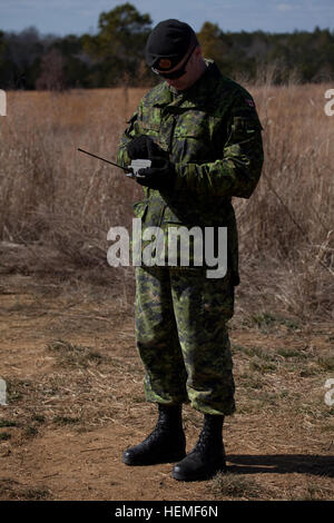 Un soldato dal 37 combattere Engineer Regiment, 37 Brigata canadese il gruppo svolge una funzione check su apparecchiature prima di una classe di demolizione a Fort Pickett, Va. come parte di esercizio Raider Meridionale 13, Marzo 3, 2013. Esercizio Raider meridionale è un giunto, multinazionale di esercizio si tiene annualmente a Fort Pickett che consente più di 400 riservisti canadese dal 37 Brigata canadese gruppo l'opportunità di costruire sulle lezioni apprese durante i precedenti eventi di formazione e di rafforzare i legami con i partner degli Stati Uniti. (U.S. Esercito foto di Sgt. Mikki L. Sprenkle/RILASCIATO) Esercizio Raider Meridionale 13 130303-A-KH8 Foto Stock