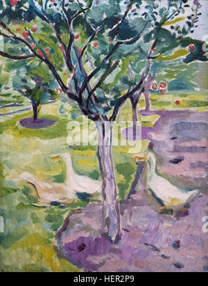 Edvard Munch (1863-1944), oche in un frutteto, ca. 1911. Foto Stock