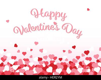 Il giorno di San Valentino saluti con cuori e testo Illustrazione Vettoriale