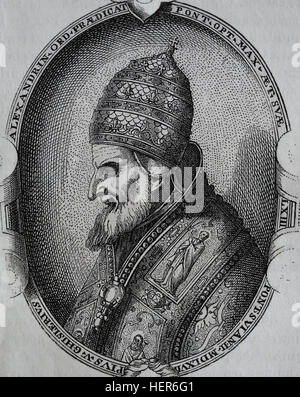 Papa San Pio V (1504-1572). Papa dal 1566 - 1572. Ritratto. Incisione, 1884. Foto Stock