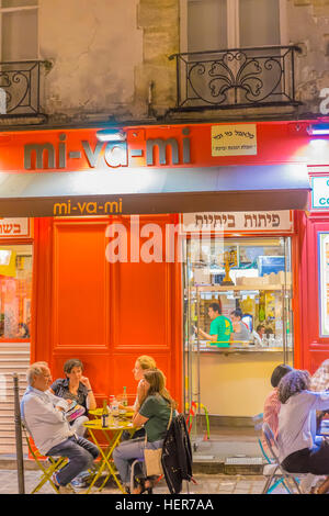 Mi-va-mi, falafel ristorante fast food, prendere via di notte Foto Stock