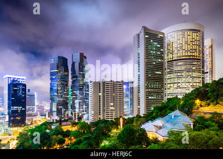 Hong Kong Cina cityscape da Hong Kong Park. Foto Stock