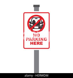 Vietato segno della zona di parcheggio su sfondo bianco. design colorato. illustrazione vettoriale Illustrazione Vettoriale