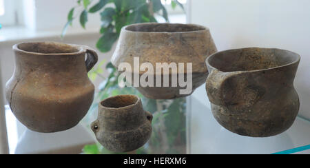 La cultura di Pomerania. Età del ferro. 7th-3rd secolo A.C. La Polonia. Ceramica e la tomba di merci. Da Siemirowice. Museo archeologico di Danzica. La Polonia. Foto Stock