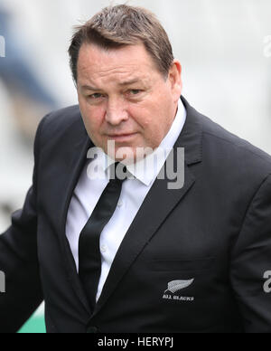 DURBAN, Sud Africa - 08 ottobre: Steve Hansen (Ct) della Nuova Zelanda durante il campionato di rugby match tra il Sud Africa e Nuova Zeala Foto Stock