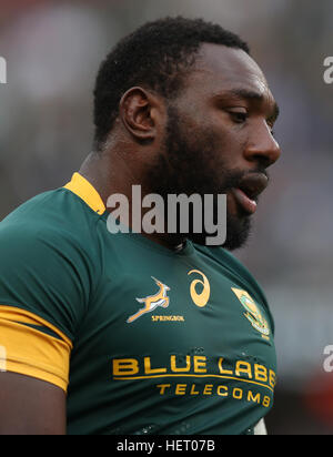 DURBAN, Sud Africa - 08 ottobre: Tendai Mtawarira del Sud Africa durante il campionato di rugby match tra il Sud Africa e Nuova Zelanda a G Foto Stock