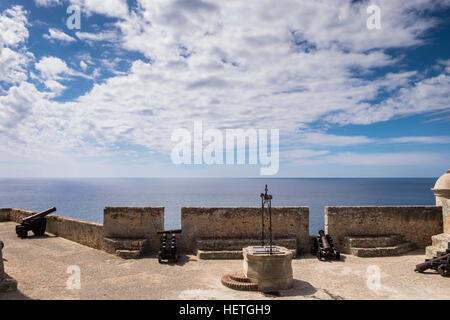 Viste dal Castillo de San Pedro de la Roca del Morro di Santiago de Cuba, Cuba Foto Stock