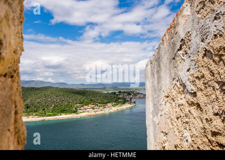 Viste dal Castillo de San Pedro de la Roca del Morro di Santiago de Cuba, Cuba Foto Stock