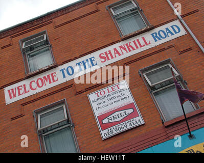 Shankill Road murale - Benvenuto al Shankill Road, West Belfast, Irlanda del Nord, Regno Unito Foto Stock