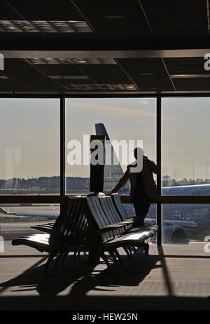 Una mattina tranquilla al terminale e in Dallas - Fort Worth in Texas Foto Stock