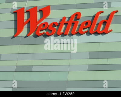 Westfield segno a White City Shopping Centre di Londra Foto Stock