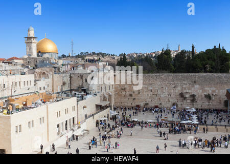 A Gerusalemme il Muro Occidentale e la Cupola della roccia Foto Stock