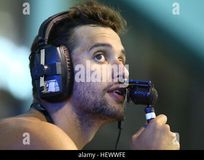 DURBAN, Sud Africa, 12 Aprile 2016 - Chad Le Clos dopo gli Uomini 200m LC freestyle finals durante il giorno 3. 2016 SA nazionale campionati acquatici 10-16 Foto Stock