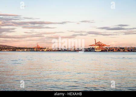 Porto Gantry cranes sul lungomare del porto, Vancouver, Canada Foto Stock