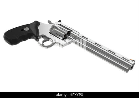 Revolver pistola chrome vintage stile cowboy. 3D illustrazione Foto Stock