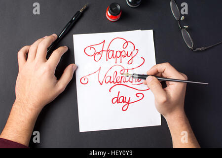 Un Manwriting Valentines Day card calligraphy Foto Stock