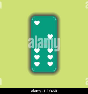 Cuore di Domino. due e sei sullo sfondo isolato. Moderna icona piana, business, marketing, internet concetto. Moda simbolo semplice vettore per noi Illustrazione Vettoriale