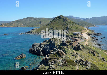Le isole Sanguinaires (l arcipelago delle Sanguinaires) sono situate vicino al promontorio della Pointe de la Parata in Corsica costa. Foto Stock