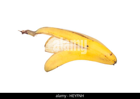 La buccia di banana su bianco Foto Stock